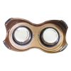 Plastic Framed Double Diner Pet Bowl in Stainless Steel; Small; Gold and Silver - BNC-14020